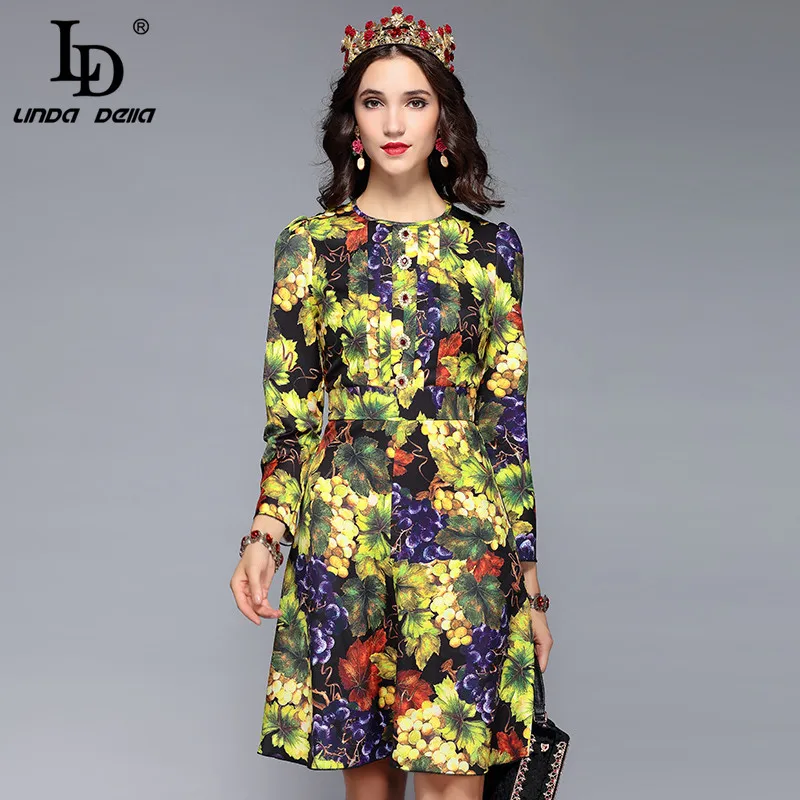 LD LINDA DELLA 2018 Runway Designer Autumn Dress Elegant Women's Long Sleeve grape Floral Print Party Vintage Dress vestidos
LD LINDA DELLA 2018 Runway Designer Autumn Dress Elegant Women's Long Sleeve grape Floral Print Party Vintage Dress vestidos