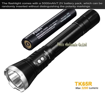 New Fenix TK65R Micro-USB rechargeable Flashlight 3200 lumens Cree XHP70 LED Built-in 7.2V/5000mAh Li-ion battery pack
New Fenix TK65R Micro-USB rechargeable Flashlight 3200 lumens Cree XHP70 LED Built-in 7.2V/5000mAh Li-ion battery pack