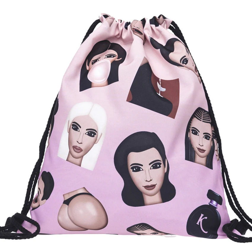 Kim face Bags Drawstring Bag Women Backpack 3d Print Patchwork Softback Mochila Feminina Harajuku Unisex Backpacks BP149
Kim face Bags Drawstring Bag Women Backpack 3d Print Patchwork Softback Mochila Feminina Harajuku Unisex Backpacks BP149