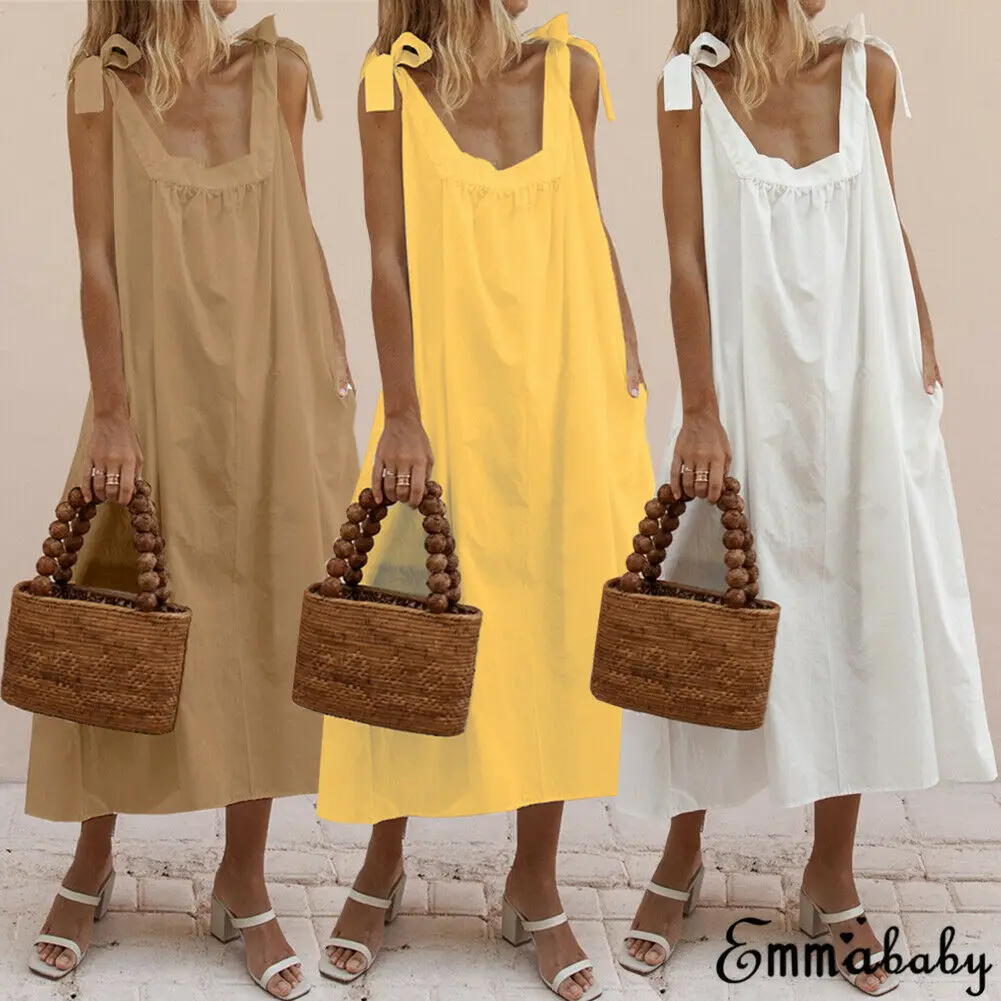 2019 Casual Straps Large Size Solid Camisole Sleeveless Dress Women Summer Boho Maxi Dress Evening Party Beach Dresses Sundress 
2019 Casual Straps Large Size Solid Camisole Sleeveless Dress Women Summer Boho Maxi Dress Evening Party Beach Dresses Sundress