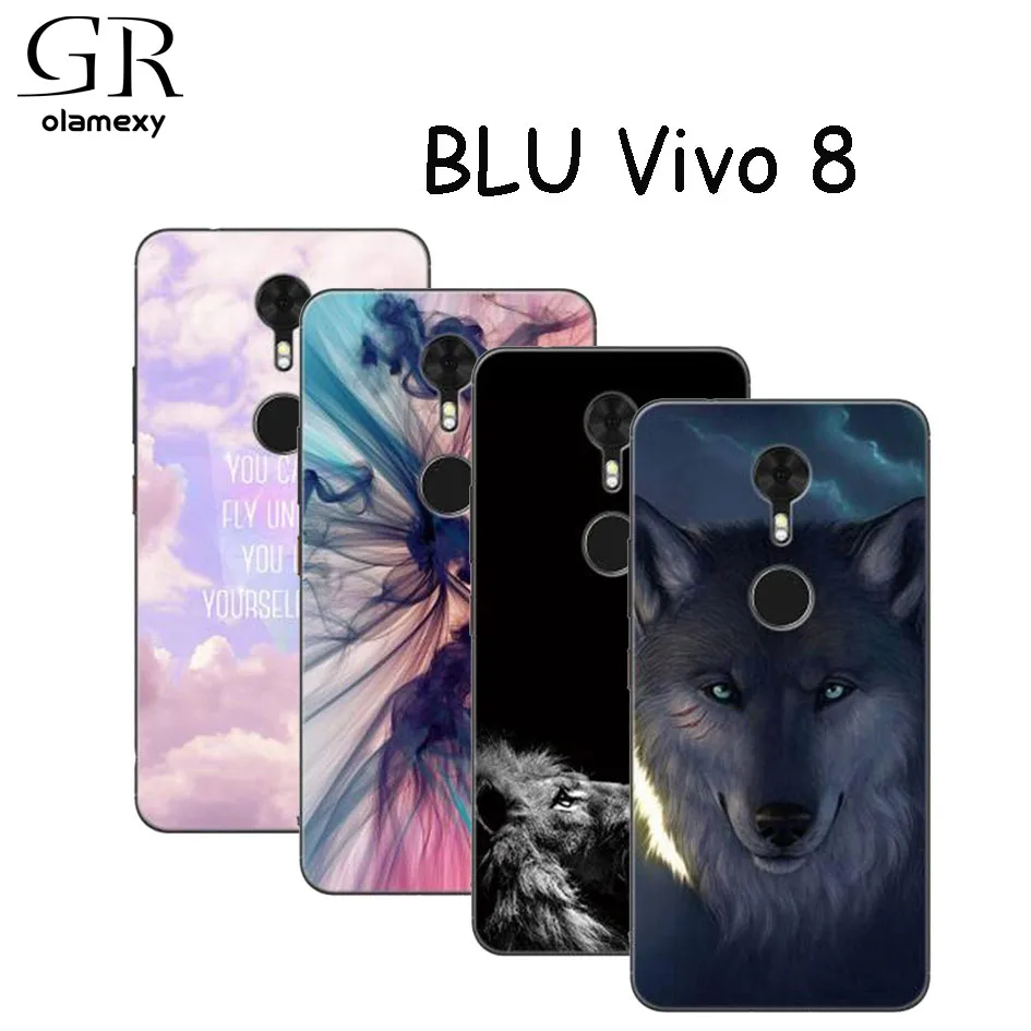 

GR olamexy TPU Draw Pattern Paint Case for BLU Vivo 8 5.5" Free Shipping Print Mobile Phone Skin Back Cover Shell pouch bags