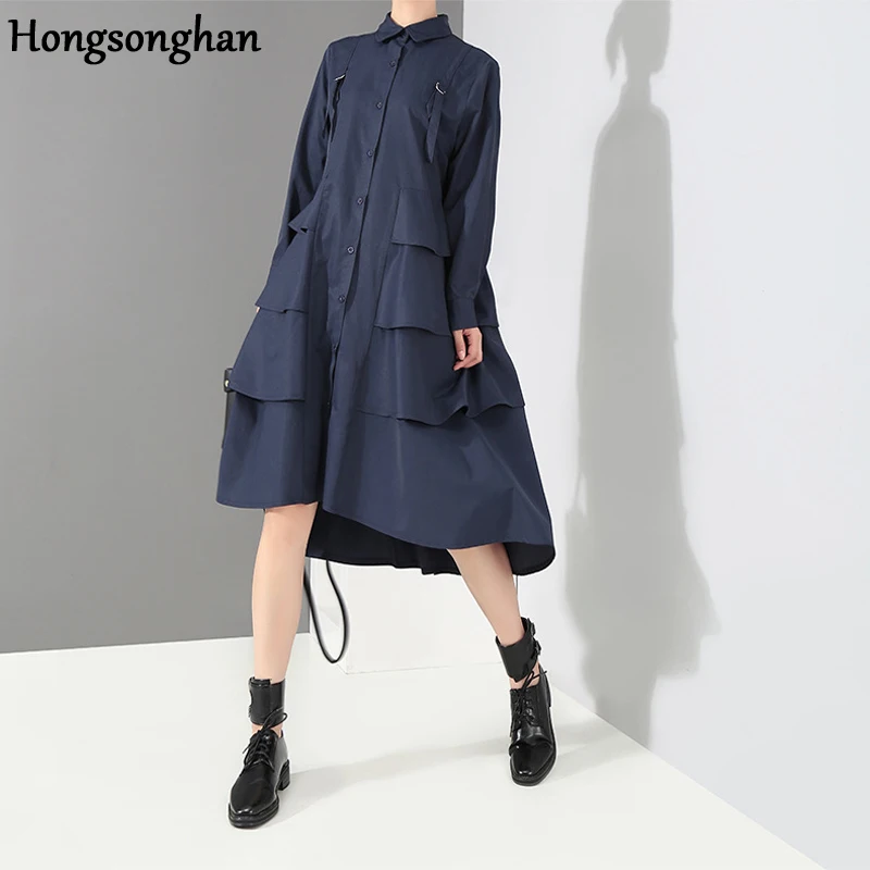 Hongsonghan Women fashion style loose fake Suspenders decoration Tops solid color long cake style dress single-breasted robe
Hongsonghan Women fashion style loose fake Suspenders decoration Tops solid color long cake style dress single-breasted robe
