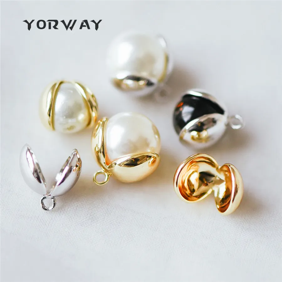 

10pcs/lot Gold/ Silver Floral Bead Cap Charms 13mm, Gold/ Rhodium plated Brass, Lead Nickel Free (GB-225)