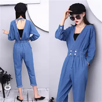 New European and American denim Siamese suit spring European station Slim jeans sexy halter onesies
New European and American denim Siamese suit spring European station Slim jeans sexy halter onesies