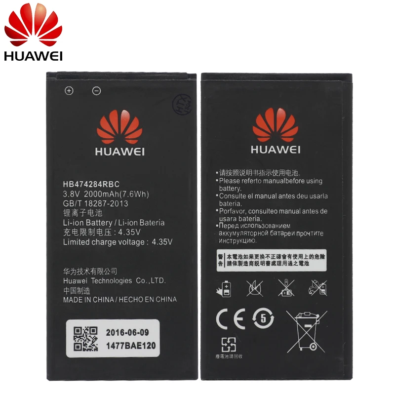 Hua Wei Replacement Original Phone Battery HB474284RBC For Huawei y550 y560 y625 y635 g521 g620 y5 C8816 honor 3c lite 2000mAh
Hua Wei Replacement Original Phone Battery HB474284RBC For Huawei y550 y560 y625 y635 g521 g620 y5 C8816 honor 3c lite 2000mAh