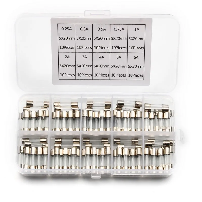 

6 x 30mm 0.5A/1A/2A/3A/5A/10A/15A/20A/30A Quick Blow Glass Tube Fuse Assorted Kit Fast Blow Glass Fuses 72pcs/set with Box