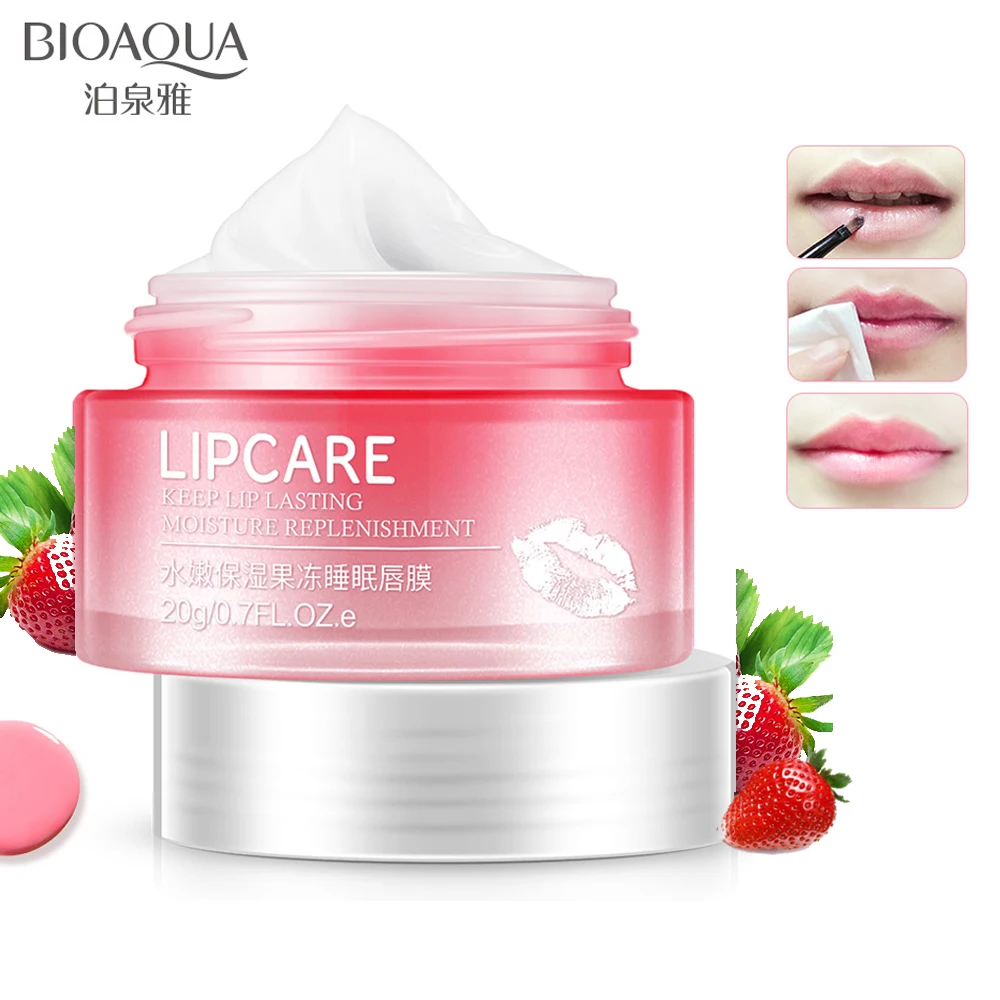 

BIOAQUA Strawberry Lip Sleeping Mask Exfoliator Lip Balm Moisturizer Nourish Lip Plumper Enhancer Vitamin Repair Skin Care Cream