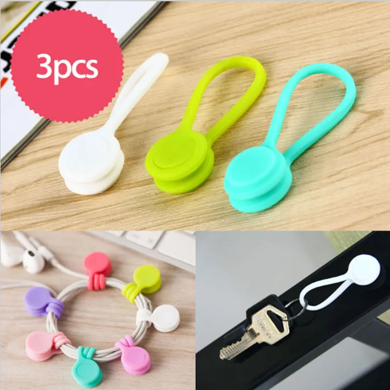 Magnet 3Pcs//Pack Cable Holder Clips Earphones Cord Organizer Multi-functional