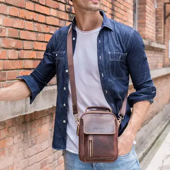 Tiding New leather men's outdoor casual small shoulder bag multi-function crazy horse leather retro two colors2219
Tiding New leather men's outdoor casual small shoulder bag multi-function crazy horse leather retro two colors2219