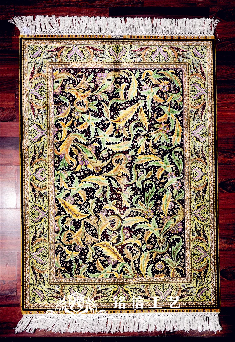 2.7'x4' Green Leaf Design Hand Weave Silk Carpet Turkey Design Oriental Silk Rug
2.7'x4' Green Leaf Design Hand Weave Silk Carpet Turkey Design Oriental Silk Rug