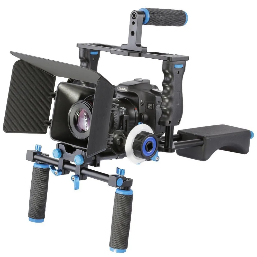 

DSLR 4 in 1 Rig Kit Camera Cage+Shoulder Mount+Matte Box+Follow Focus for 5D 6D 7D 60D 70D 5DII 5DIII Camera Video Camcorder