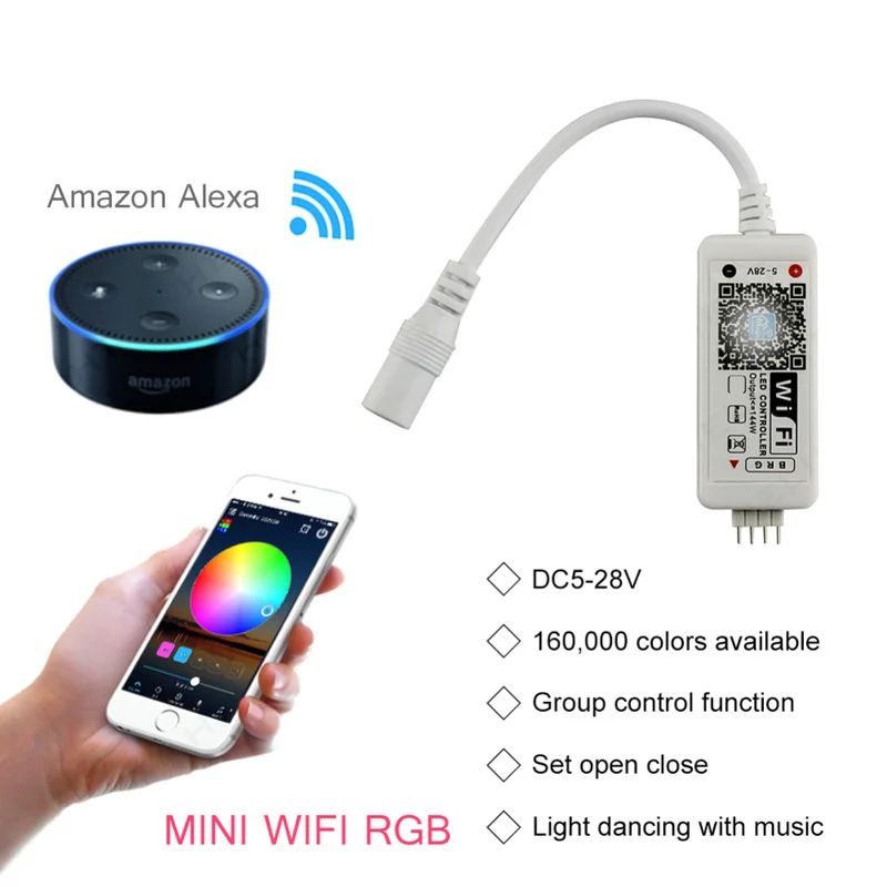 WiFi wireless LED intelligent controller compatible for Alexa Google home colorful RGB controller FOR WIFI lights DC12V24V
WiFi wireless LED intelligent controller compatible for Alexa Google home colorful RGB controller FOR WIFI lights DC12V24V