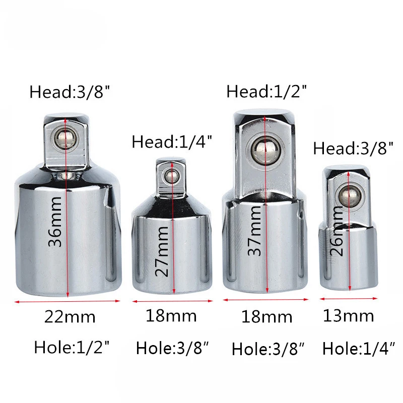 4pcs/Set 1/4" 3/8" 1/2"Ratchet Socket Adapter Reducer Converter Set Air Impact Tools for Mechanics Engineers Carpenters DIY
4pcs/Set 1/4" 3/8" 1/2"Ratchet Socket Adapter Reducer Converter Set Air Impact Tools for Mechanics Engineers Carpenters DIY