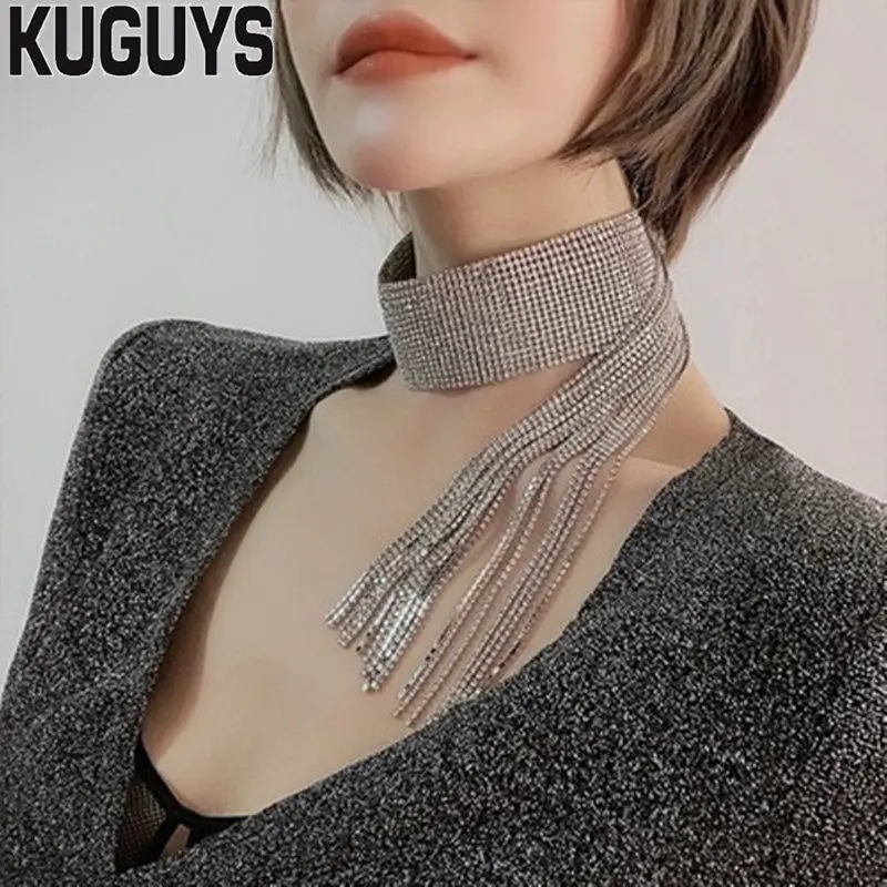 KUGUYS Luxury Crystals Chokers Necklaces for Womens Trendy Jewelry BlingBling Tassel Pendant Necklace Hyperbole Accessories
KUGUYS Luxury Crystals Chokers Necklaces for Womens Trendy Jewelry BlingBling Tassel Pendant Necklace Hyperbole Accessories