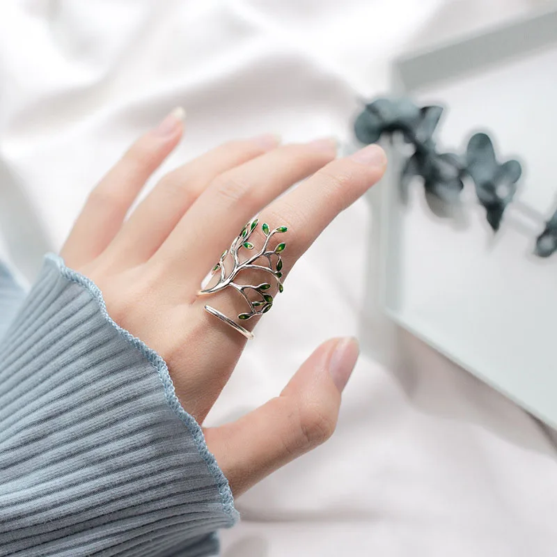 Fashionable woman 2018 silver S925 green leaf branch gift ring resizable zircon design rings with pendants wedding jewelry
Fashionable woman 2018 silver S925 green leaf branch gift ring resizable zircon design rings with pendants wedding jewelry