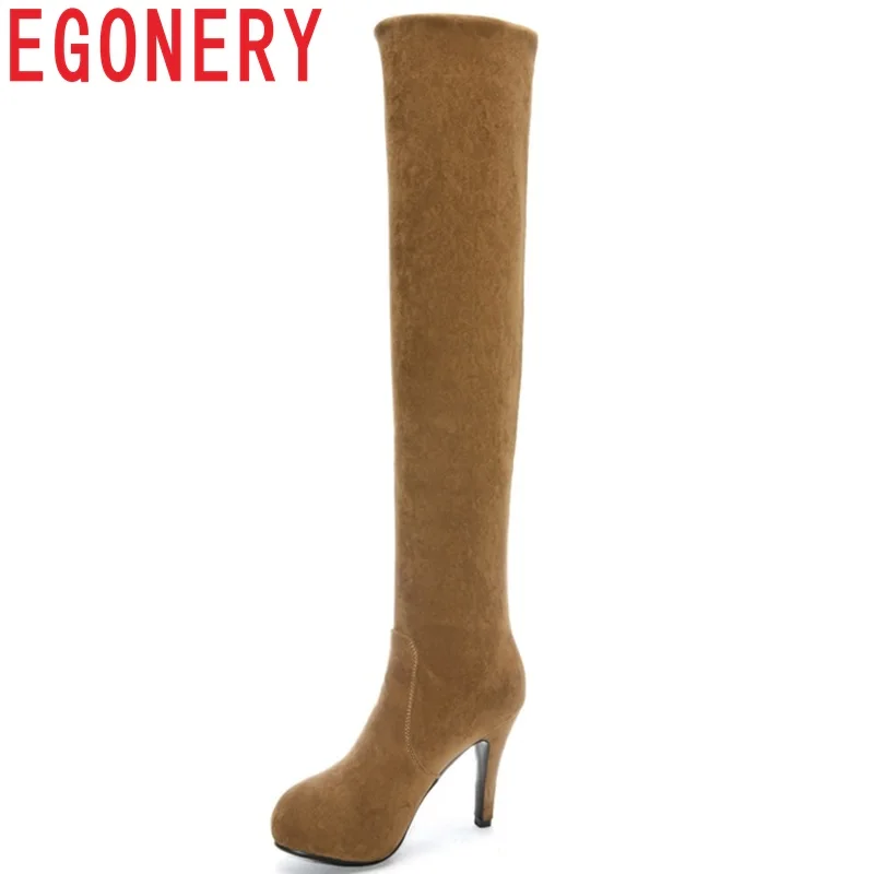 EGONERY newest 2018 popular super high thin heels platform round toe solid flock over the knee boots outside winter party shoes
EGONERY newest 2018 popular super high thin heels platform round toe solid flock over the knee boots outside winter party shoes