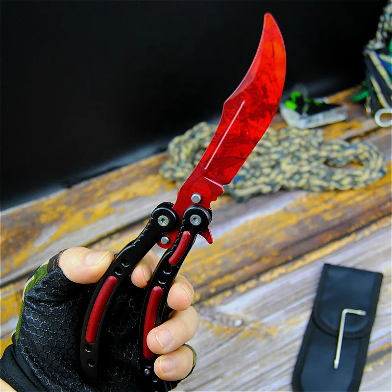 

CS GO Ruby red design chic claw knife 9.8-inch butterfly training knife with scabbard and neck rope tactics claw knife