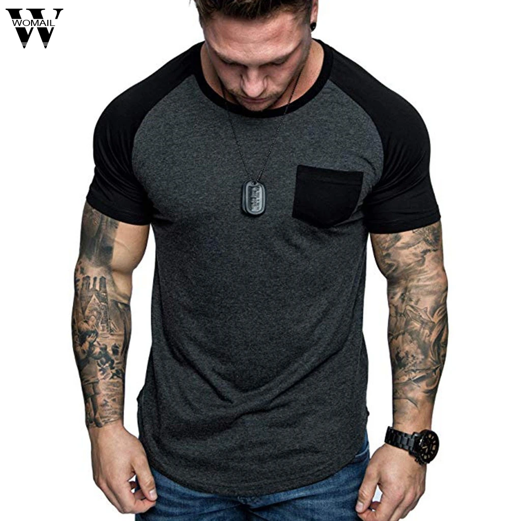 Womail T-shirt Men Summer O-Neck Slim Fit Patchwork Pocket Short Sleeved fitness T-shirt Gift fashion Casual NEW 2019 M22
Womail T-shirt Men Summer O-Neck Slim Fit Patchwork Pocket Short Sleeved fitness T-shirt Gift fashion Casual NEW 2019 M22