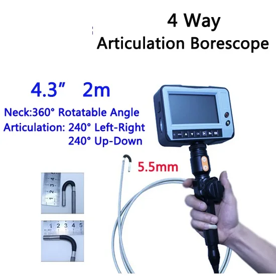 5.5mm 4 Way Direction 2M Rotational Inspection Camera Industry Endoscope Video Borescope 4.3inch LCD USB SD Card ,VD-4ED55
5.5mm 4 Way Direction 2M Rotational Inspection Camera Industry Endoscope Video Borescope 4.3inch LCD USB SD Card ,VD-4ED55
