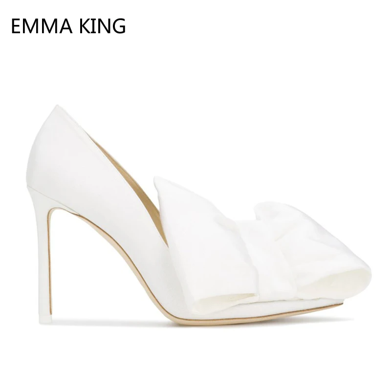 White High Heels Satin Pointed Toe Pumps Women Shoes Bow Slip On Shallow Leather Party Wedding Evening Shoes 2019 Spring Summer
White High Heels Satin Pointed Toe Pumps Women Shoes Bow Slip On Shallow Leather Party Wedding Evening Shoes 2019 Spring Summer