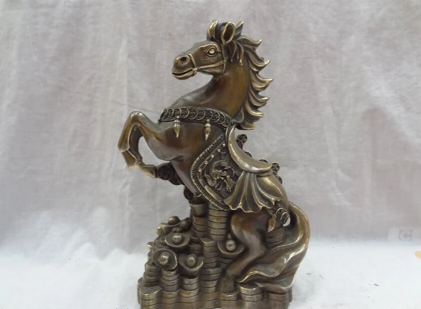 S3333 10" Chinese Bronze Copper Year Zodiac Dragon YuanBao Coin Wealth Up Horse Statue D0318
S3333 10" Chinese Bronze Copper Year Zodiac Dragon YuanBao Coin Wealth Up Horse Statue D0318