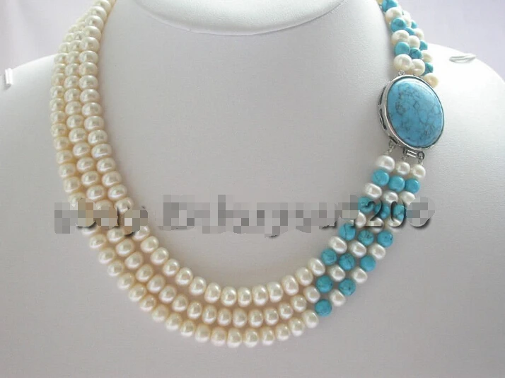 3rows Natural White Pearl&Turquoise Necklace!^^^@^Noble style Natural Fine jewe FREE SHIPPING
3rows Natural White Pearl&Turquoise Necklace!^^^@^Noble style Natural Fine jewe FREE SHIPPING