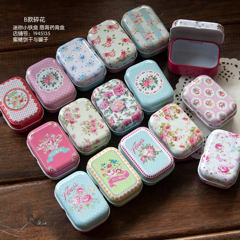 Image Free Shipping!American Style Mini Pill Case Collectables mini Box Diy storage box square lipstick case small tin box 32pcs box