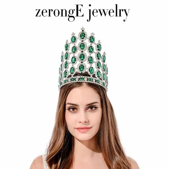 zerongE jewelry 7.8'' fashion large tall pageant Green silver Royal Regal Sparkly Rhinestones Tiaras And Crown for women
zerongE jewelry 7.8'' fashion large tall pageant Green silver Royal Regal Sparkly Rhinestones Tiaras And Crown for women