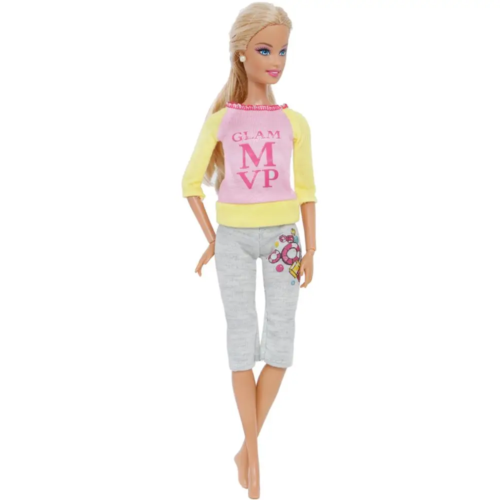 Fashion Outfit Casual Daily Wear Handmade T-Shirt Pants Lettern Pattern Clothes For Barbie Doll Accessories Baby Girl DIY Toy
Fashion Outfit Casual Daily Wear Handmade T-Shirt Pants Lettern Pattern Clothes For Barbie Doll Accessories Baby Girl DIY Toy