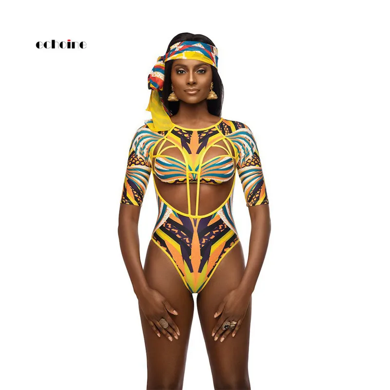 Echoine Women Bodycon Bodysuit African Totem Print Hollow Out Bandage Lace Up Half Sleeve Sexy Bikini Jumpsuit Swim Beach Romper
Echoine Women Bodycon Bodysuit African Totem Print Hollow Out Bandage Lace Up Half Sleeve Sexy Bikini Jumpsuit Swim Beach Romper