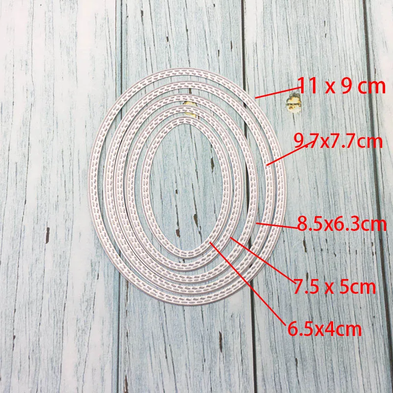 5pcs/Lot Oval Shape Metal Cutting Dies Stencils for DIY Scrapbooking/photo Album Decorative Embossing DIY Paper Cards Handmade
5pcs/Lot Oval Shape Metal Cutting Dies Stencils for DIY Scrapbooking/photo Album Decorative Embossing DIY Paper Cards Handmade
