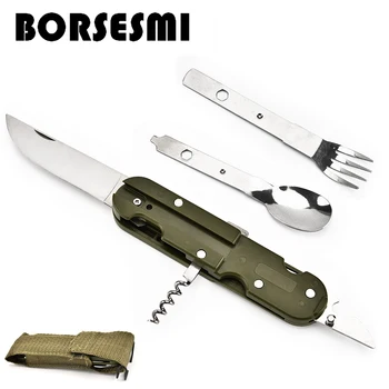 Hot sale stainless steel pocket knife fork scoop multi-function 5 in 1 folding tableware outdoor portable cutlery set
Hot sale stainless steel pocket knife fork scoop multi-function 5 in 1 folding tableware outdoor portable cutlery set