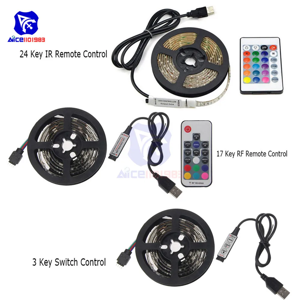24 Key IR Remote Control 17 Key RF Remote Control 3 Key Control for SMD 2835 RGB LED Strip Waterproof 5V 5M 300 LEDs Strip Light
24 Key IR Remote Control 17 Key RF Remote Control 3 Key Control for SMD 2835 RGB LED Strip Waterproof 5V 5M 300 LEDs Strip Light