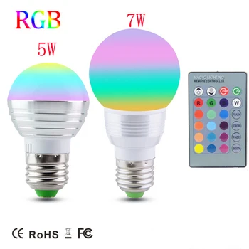 

Dimmable Magic RGB LED Bulb lamp E27 5W 7W AC85V-265V Soptlight Night light+IR Controller,E14 RGB Spot light for Holiday Decor