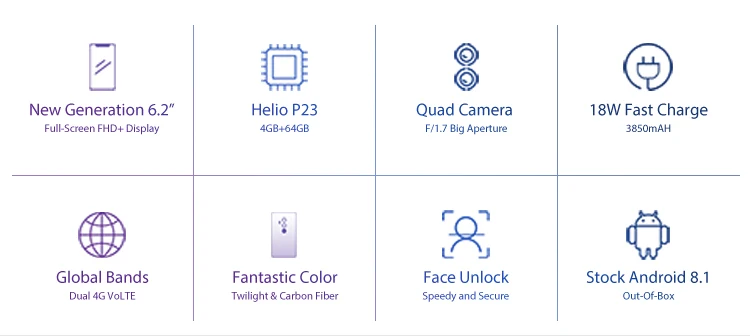 UMIDIGI UMI Z2 Special Edition 4GB RAM 64GB ROM Helio P23 MTK6763 2.0GHz Octa Core 6.2 Inch FHD+ Full Screen Quad Camera Android 8.1 4G LTE Smartphone