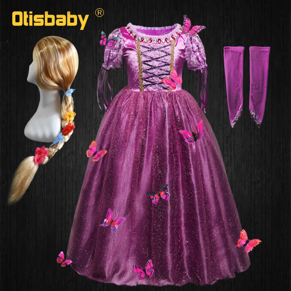 Платье принцессы Рапунцель с пышными рукавами великолепные наряды 3d бабочками