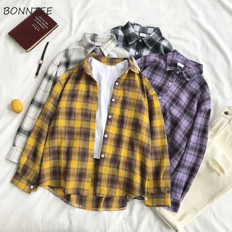 Shirts Women Plaid Retro Simple All-match Koran Long Sleeves Tops Soft Blusas Mujer De Moda 2019 Womens Trendy BF Shirt Chic
Shirts Women Plaid Retro Simple All-match Koran Long Sleeves Tops Soft Blusas Mujer De Moda 2019 Womens Trendy BF Shirt Chic