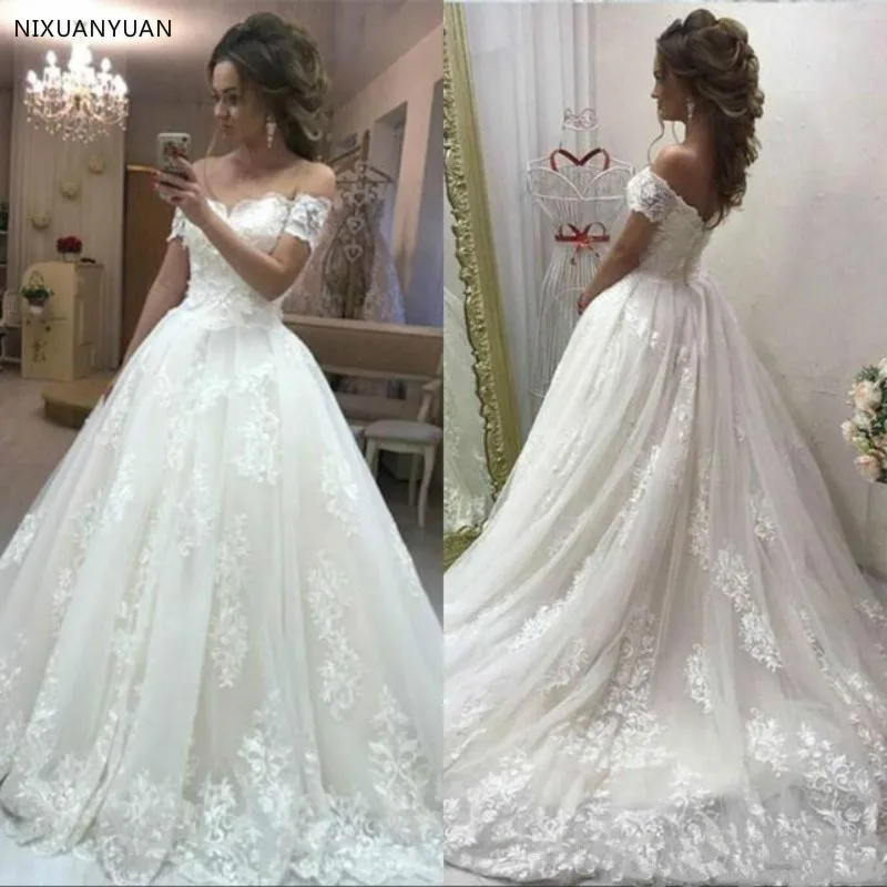 Sexy Lace Wedding Dress Off The Shoulder 2019 Princess Arabic Bride Bridal Dress Court Train Wedding Gown Robe De Mariage
Sexy Lace Wedding Dress Off The Shoulder 2019 Princess Arabic Bride Bridal Dress Court Train Wedding Gown Robe De Mariage