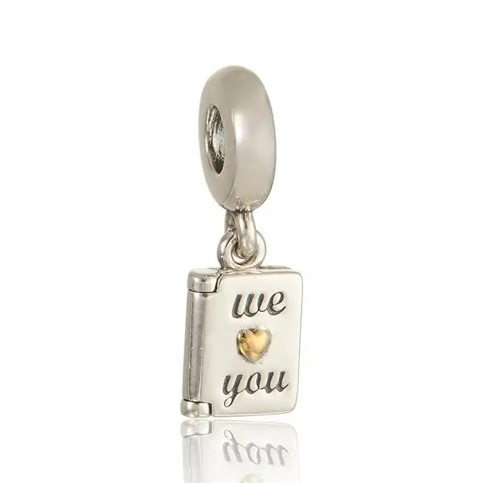 925 Sterling Silver with Light Yellow Gold Color Heart We Love You Pendant Charms Beads Fits Brand bracelets Mother's Day Gift
925 Sterling Silver with Light Yellow Gold Color Heart We Love You Pendant Charms Beads Fits Brand bracelets Mother's Day Gift