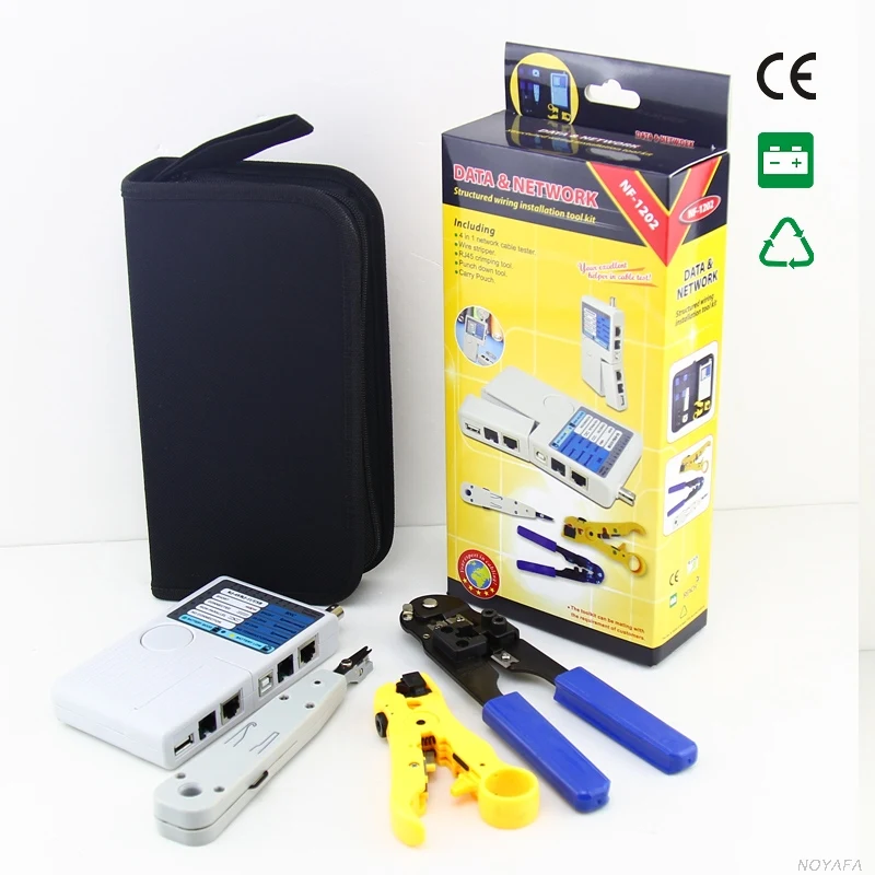 Original 4in1 Noyafa NF-1202 Line Finder RJ45 Crimper Wire Tracker Tone Tool Kit LAN Network Cable Tester +Krone+Stripper
Original 4in1 Noyafa NF-1202 Line Finder RJ45 Crimper Wire Tracker Tone Tool Kit LAN Network Cable Tester +Krone+Stripper