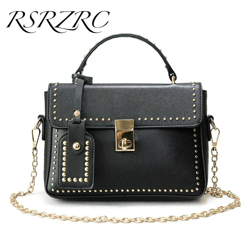 Women New Rivets PU Leather Handbags Korean Fashion Style Single Shoulder Bags Ladies Crossbody Bags High Quality