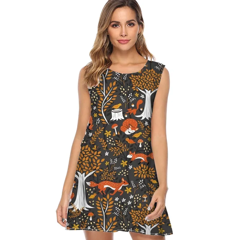 Foxes Running in a Forest of Fall Trees Dress Women 2019 New Style Print Casual Dress Sleeveless o neck Chiffon Summer Dress
Foxes Running in a Forest of Fall Trees Dress Women 2019 New Style Print Casual Dress Sleeveless o neck Chiffon Summer Dress