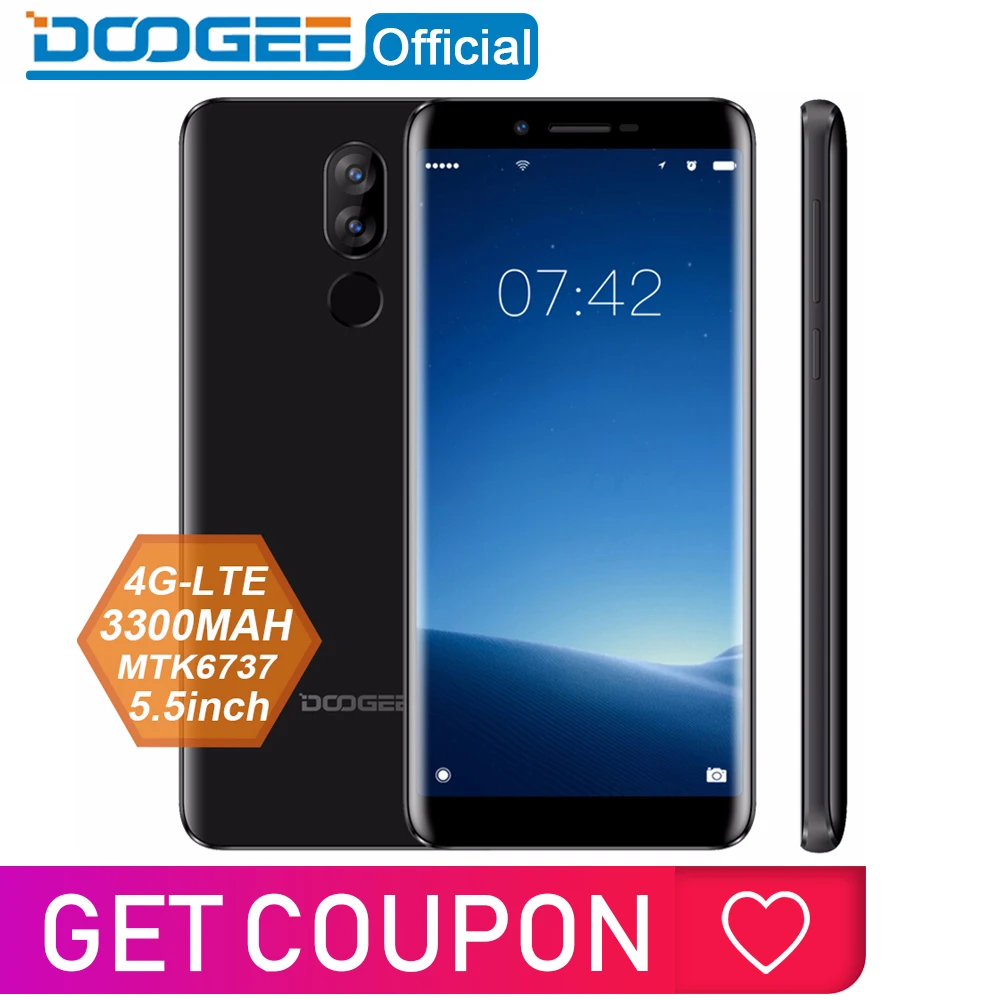 

2018 New DOOGEE X60L 5.5'' MTK6737 Quad Core 2GB RAM 16GB ROM 4G Dual Camera 13.0MP Android 7.0 3300mAh fingerprint Smartphone