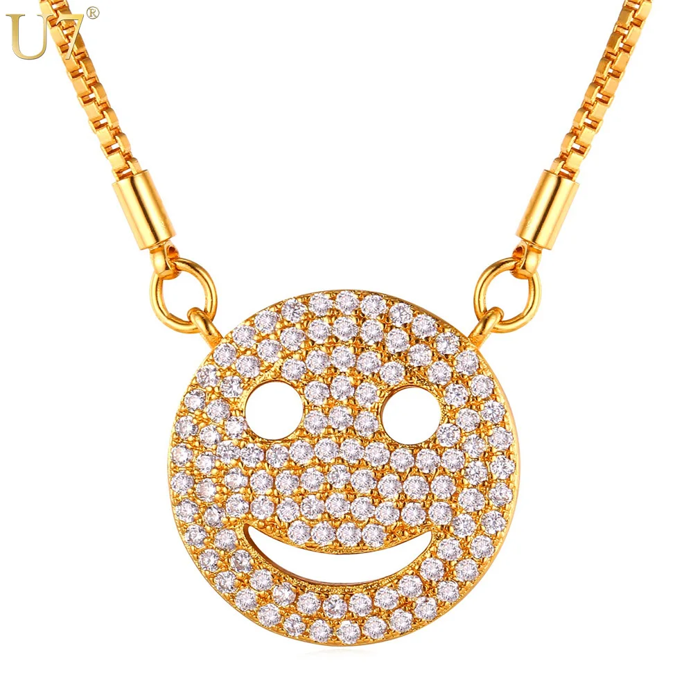 U7 Cubic Zirconia Crystal Necklaces Pendants For Women Gift Wholesale Silver/Gold Color Trendy Box Chain Smile Face Jewelry N600
U7 Cubic Zirconia Crystal Necklaces Pendants For Women Gift Wholesale Silver/Gold Color Trendy Box Chain Smile Face Jewelry N600