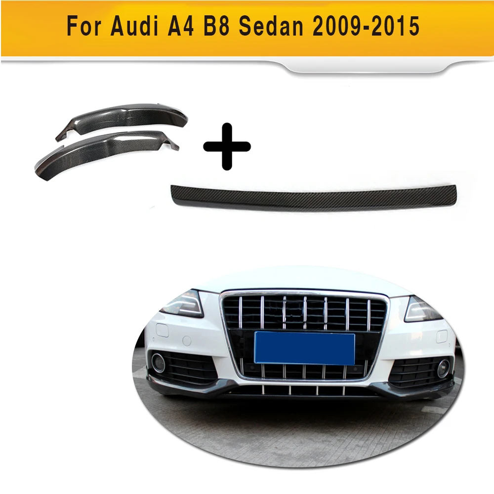 carbon Fiber Bumper Splitter Front Lip Center And Apron for Audi A4 B8 Standard Sedan 4 Door 2009-2012 3pcs | Автомобили и