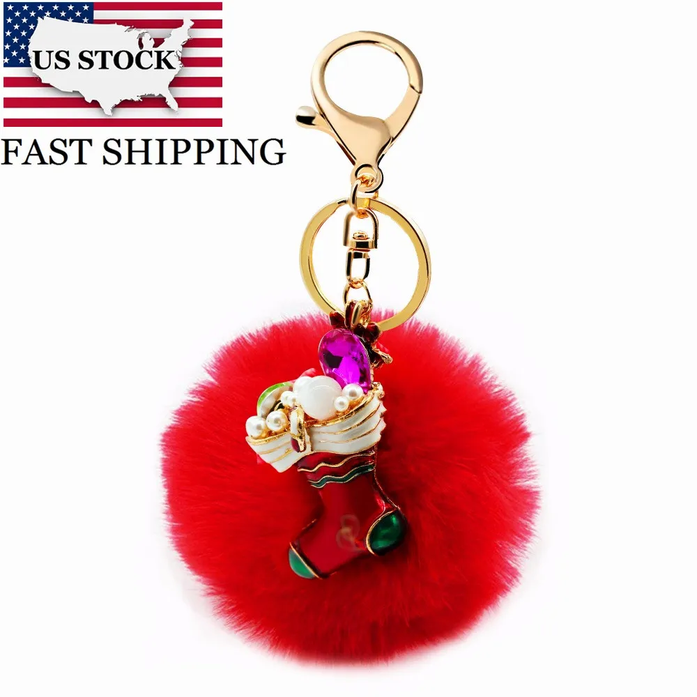 US STOCK Uloveido Red Green Crystal Christmas Socks Keychains Keyring Girl Women Car Key Chain for Girls with 8cm Fur Ball YS858
US STOCK Uloveido Red Green Crystal Christmas Socks Keychains Keyring Girl Women Car Key Chain for Girls with 8cm Fur Ball YS858