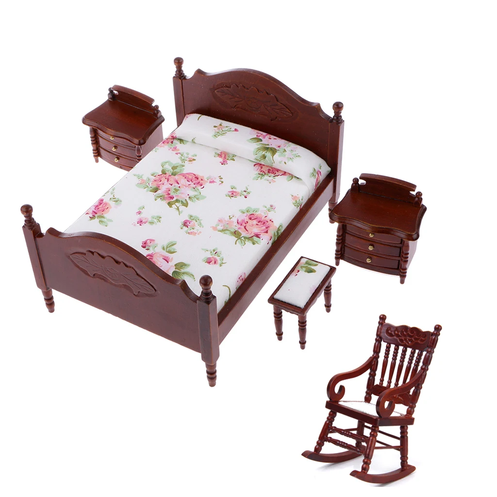 Retro Style 1/12 Dollhouse Miniature Furniture Bedroom Kit - Bed Bedside Cabinet Rocking Chair Life Scenes Decoration
Retro Style 1/12 Dollhouse Miniature Furniture Bedroom Kit - Bed Bedside Cabinet Rocking Chair Life Scenes Decoration