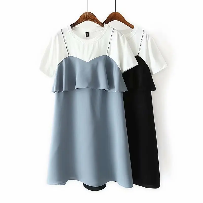 plus Size Casual Dresses Summer 2019 Women Clothing Fashion Loose Short sleeve False two pieces chiffon Dress S76-9515
plus Size Casual Dresses Summer 2019 Women Clothing Fashion Loose Short sleeve False two pieces chiffon Dress S76-9515