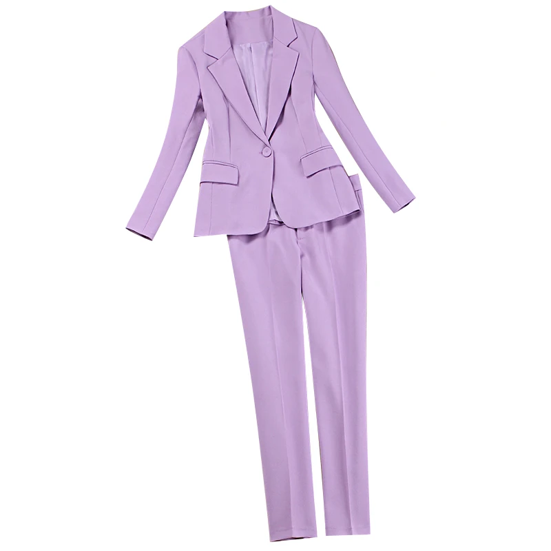 new autumn ladies small fragrance purple suit jacket suit female professional wear two-piece spring and autumn fashion Women Set
new autumn ladies small fragrance purple suit jacket suit female professional wear two-piece spring and autumn fashion Women Set