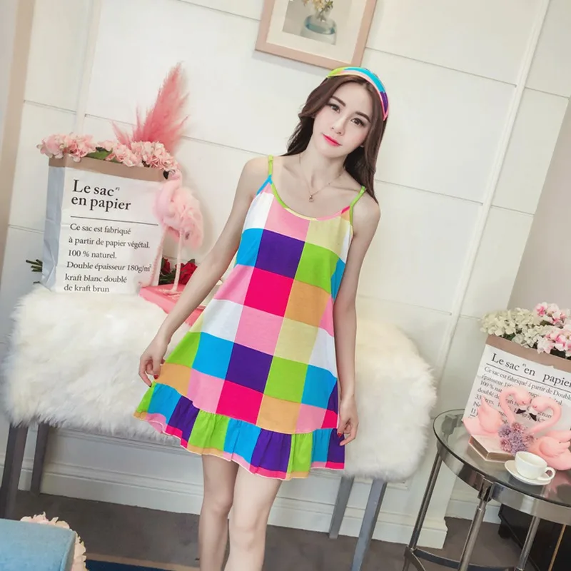 2019 Hot Summer Sexy Lingerie Plaid Nightgowns for Women Spaghetti Strap Night Dress Sleepwear Femme Nightdress Nightwear Nighty
2019 Hot Summer Sexy Lingerie Plaid Nightgowns for Women Spaghetti Strap Night Dress Sleepwear Femme Nightdress Nightwear Nighty